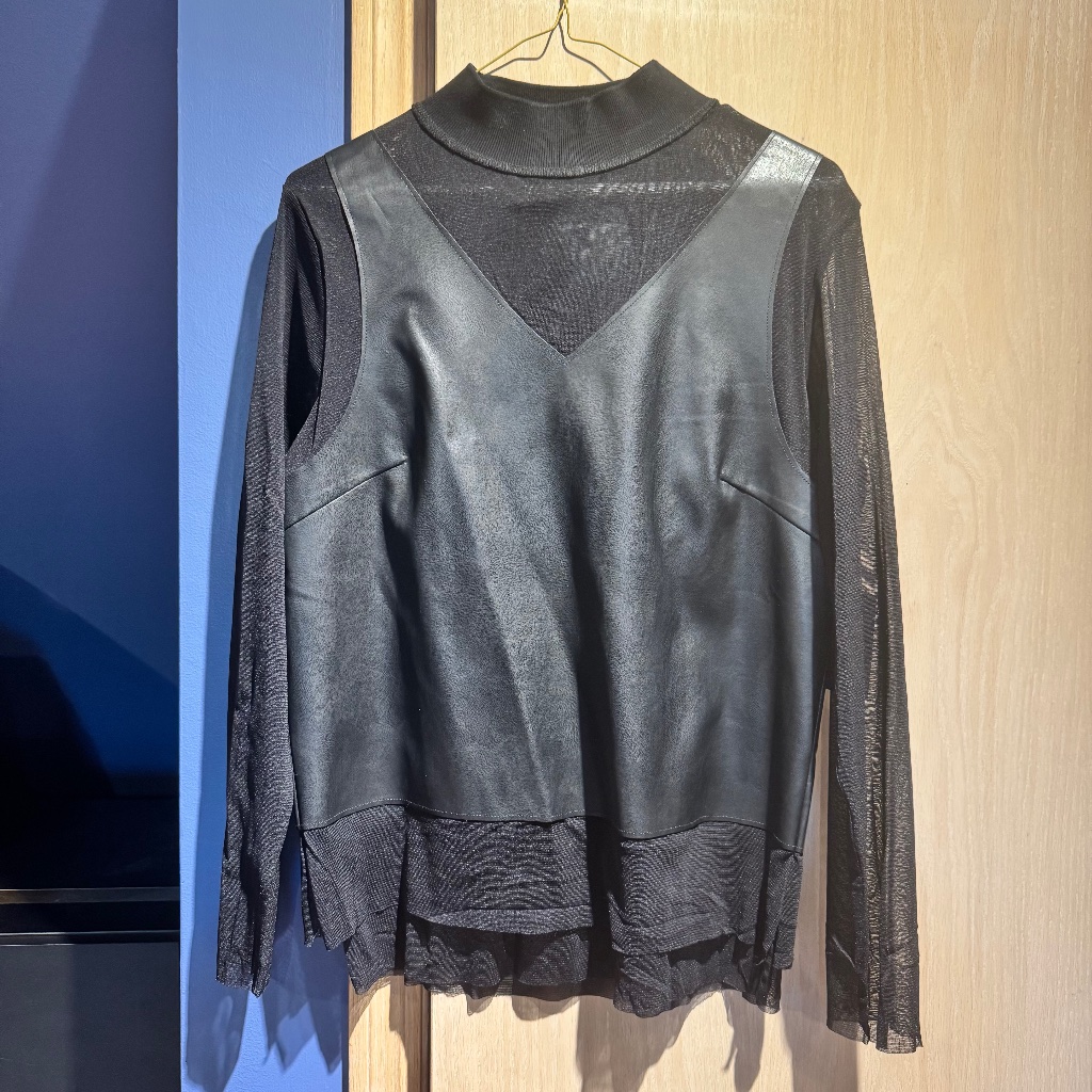 Gabby Isabella, Mesh And "Leather Like" Turtleneck, Size M